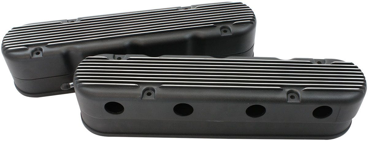 Automotive Fittings GM LS 2 Piece Retro Finned Valve Cover Set, Black Finish GM LS 2 Piece Retro Finned Valve Cover Set, Black Finish Autofit