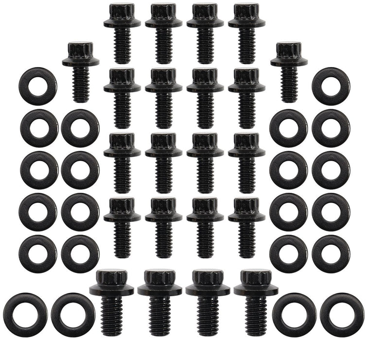 Automotive Fittings Small Block Ford Windsor & Ford Cleveland Oil Pan Bolt Kit - Black Finish Small Block Ford Windsor & Ford Cleveland Oil Pan Bolt Kit - Black Fin Autofit