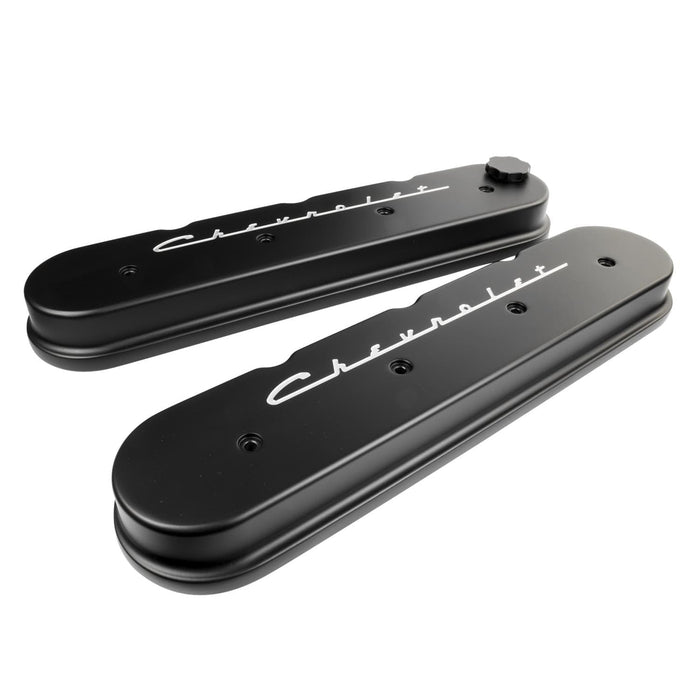 Billet Specialties Billet Specialties Chevrolet Script LS Cast Valve Covers BLK95423 Autofit