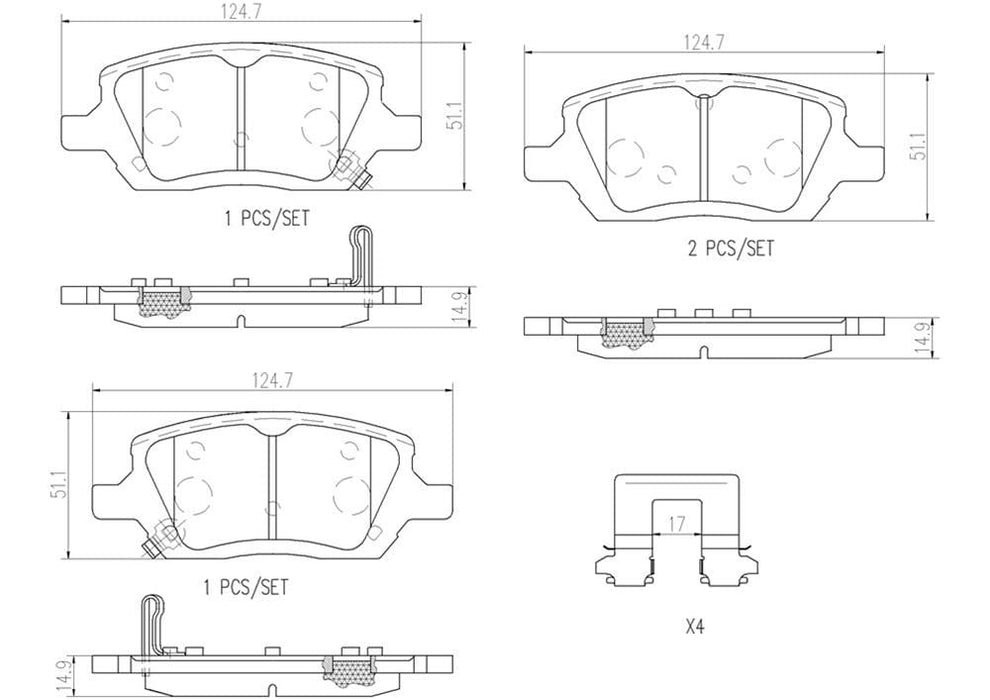Brembo Brembo NAO Ceramic Brake Pads P10035N Autofit