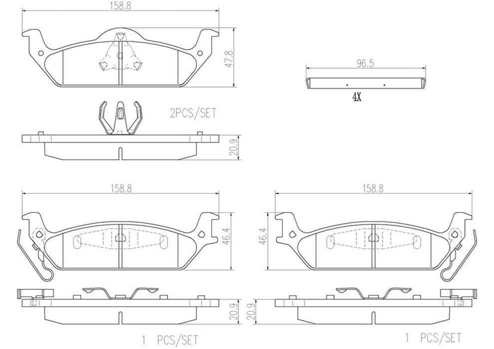 Brembo Brembo NAO Ceramic Brake Pads P15012N Autofit