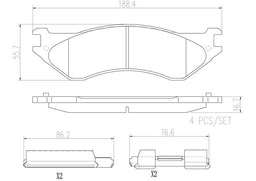 Brembo Brembo NAO Ceramic Brake Pads P18003N Autofit