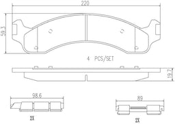 Brembo Brembo NAO Ceramic Brake Pads P18006N Autofit