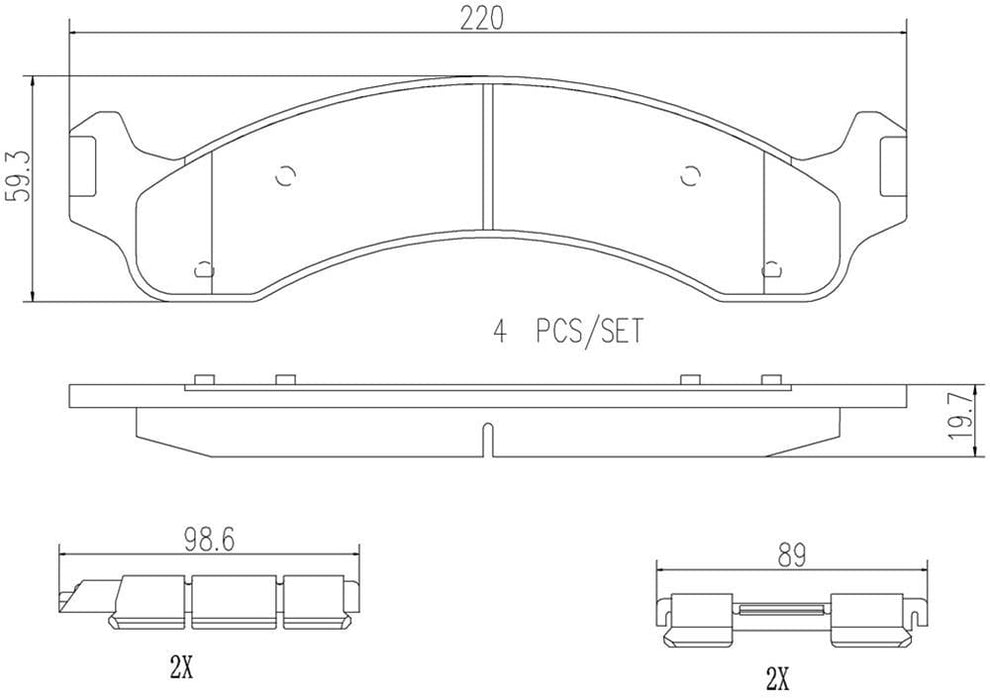 Brembo Brembo NAO Ceramic Brake Pads P18006N Autofit