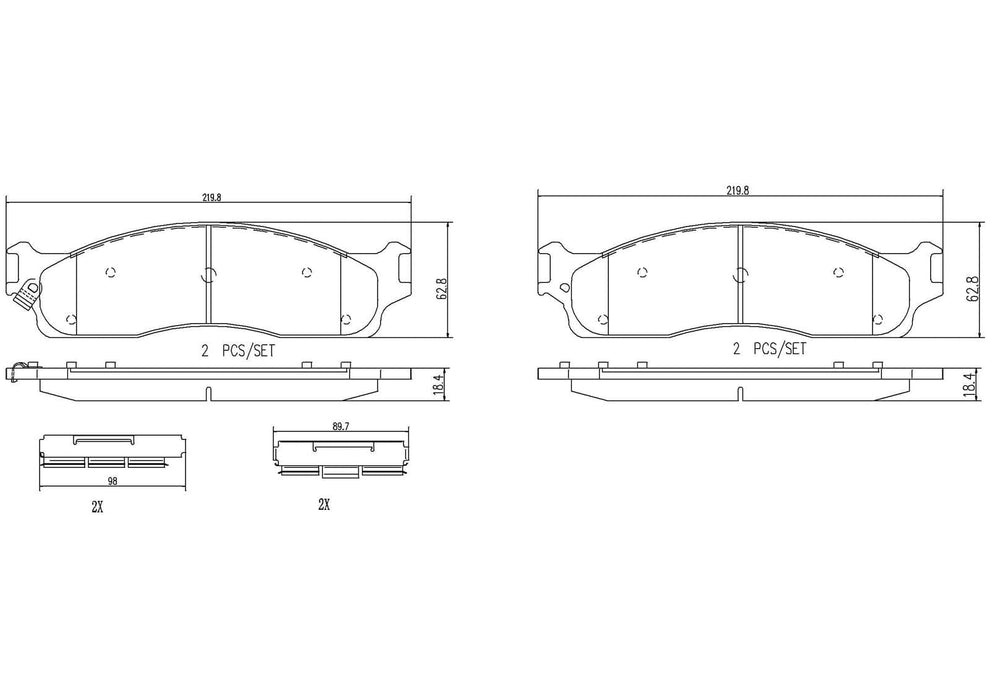 Brembo Brembo NAO Ceramic Brake Pads P18008N Autofit