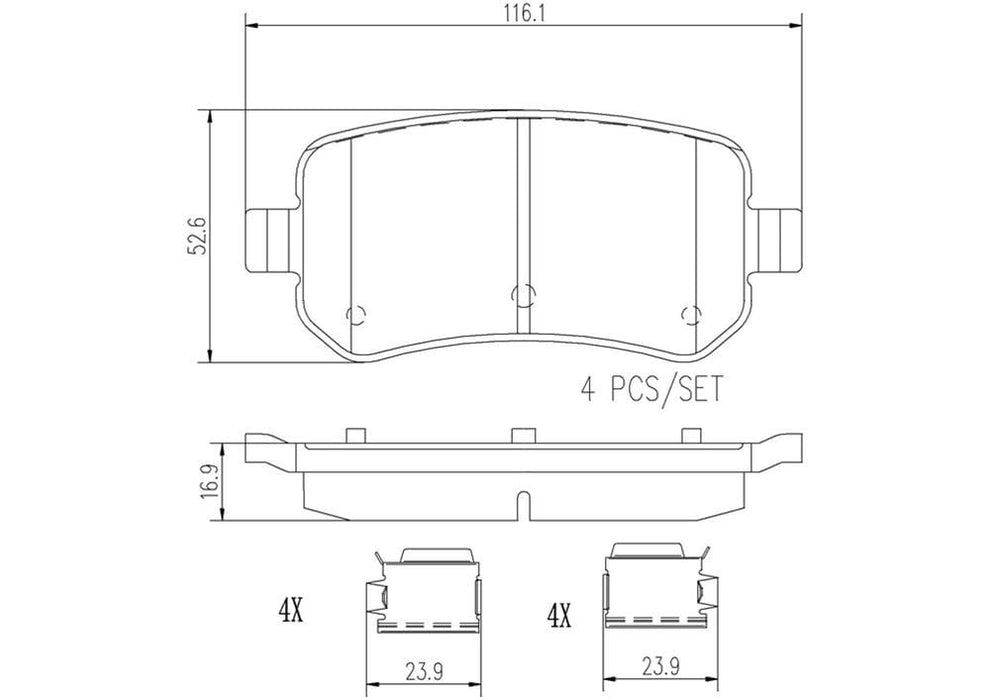 Brembo Brembo NAO Ceramic Brake Pads P24080N Autofit