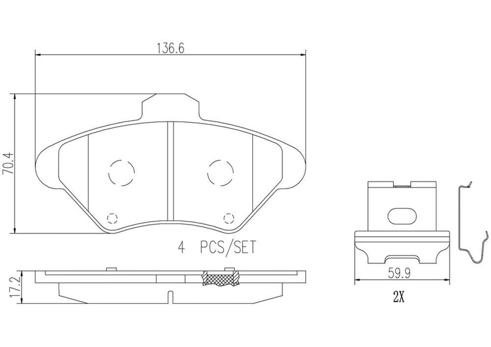 Brembo Brembo NAO Ceramic Brake Pads P24095N Autofit