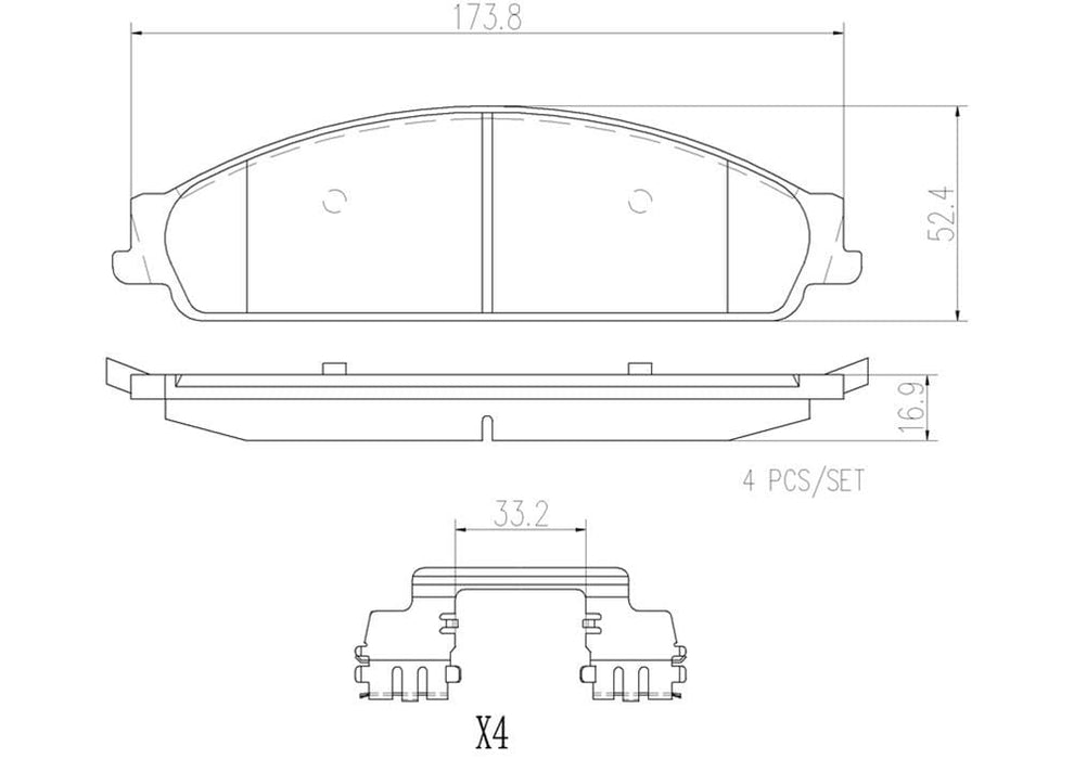 Brembo Brembo NAO Ceramic Brake Pads P24120N Autofit