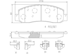 Brembo Brembo NAO Ceramic Brake Pads P24130N Autofit