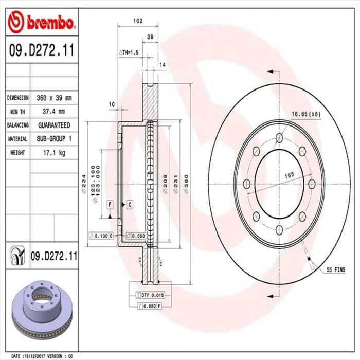 Brembo Brembo Premium UV Coated Brake Rotors 09.D272.10 Autofit