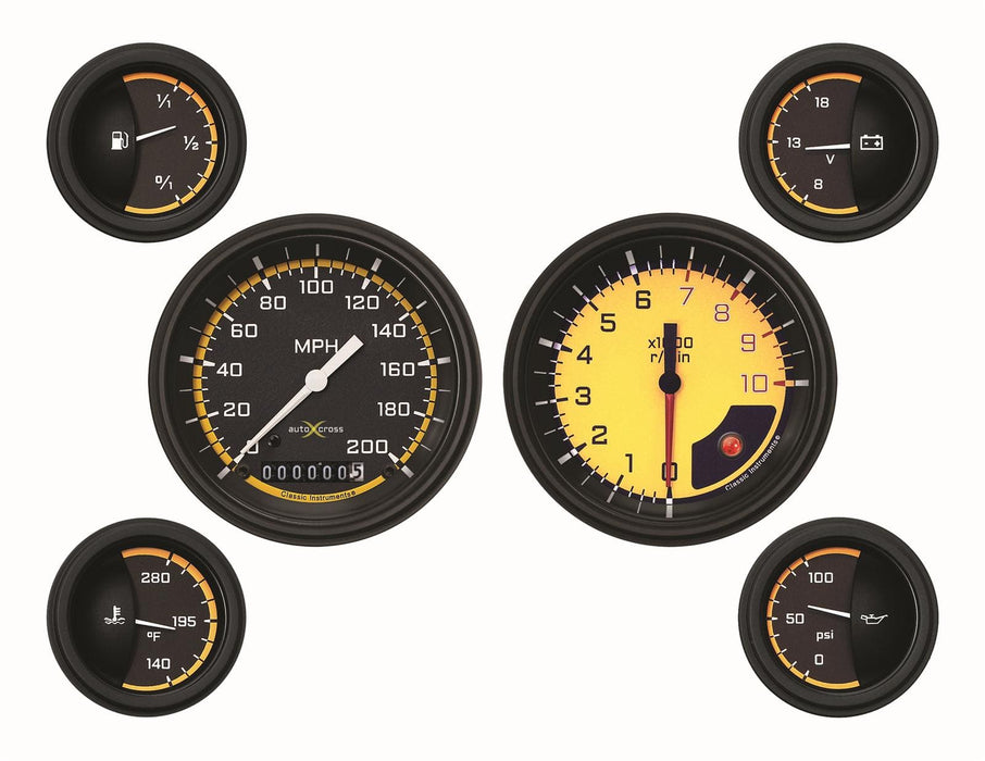 Classic Instruments Classic Instruments Auto Cross Yellow Series Gauge Sets AX01YBLF Autofit