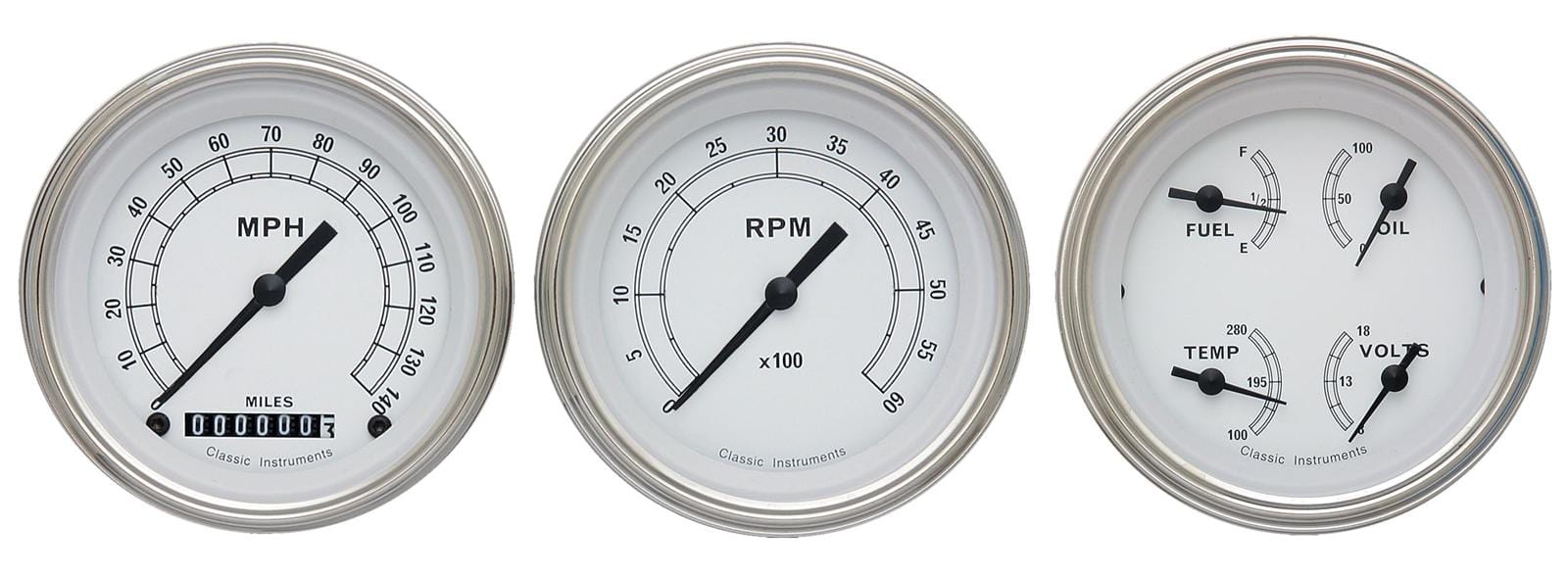 Classic Instruments Classic Instruments Classic White Series Gauge Sets CW03SLC Autofit