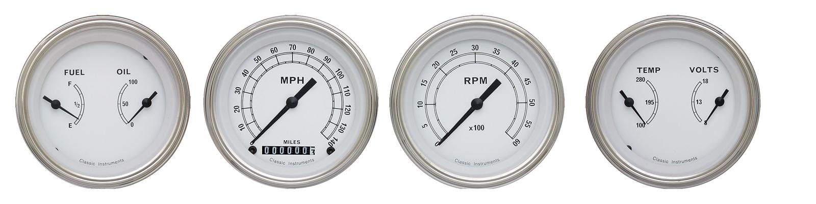 Classic Instruments Classic Instruments Classic White Series Gauge Sets CW05SLC Autofit