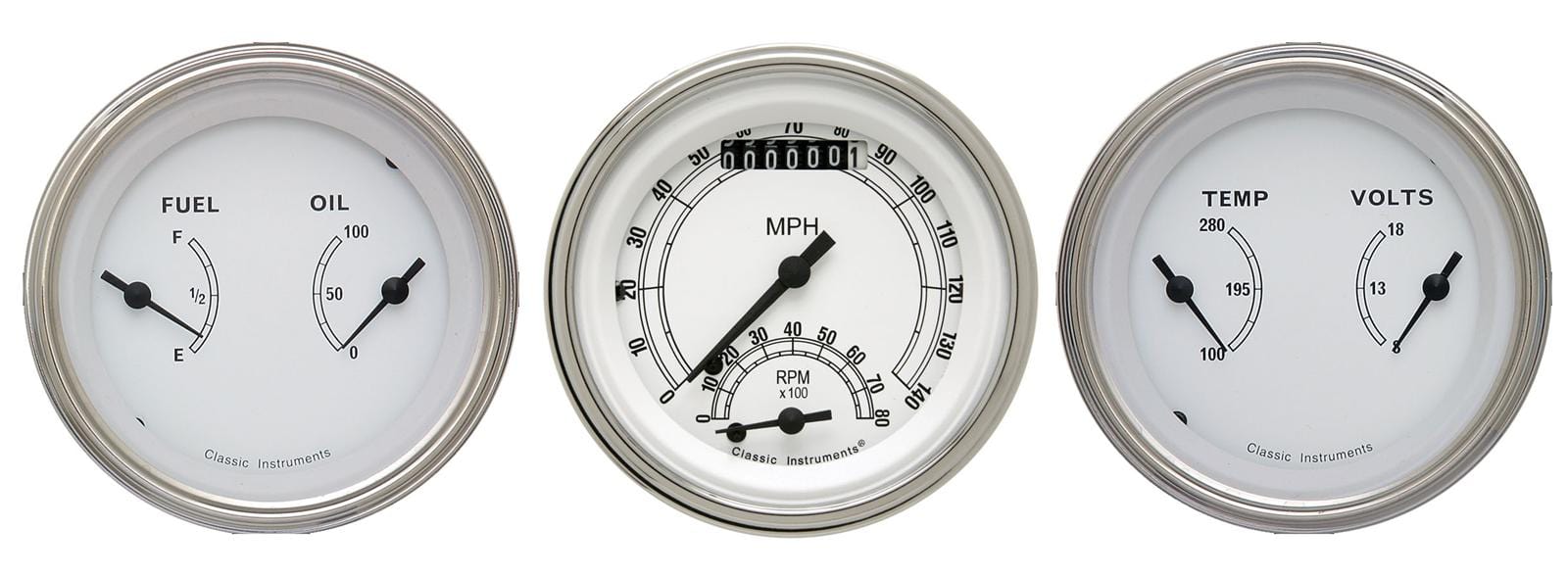 Classic Instruments Classic Instruments Classic White Series Gauge Sets CW34SLC Autofit