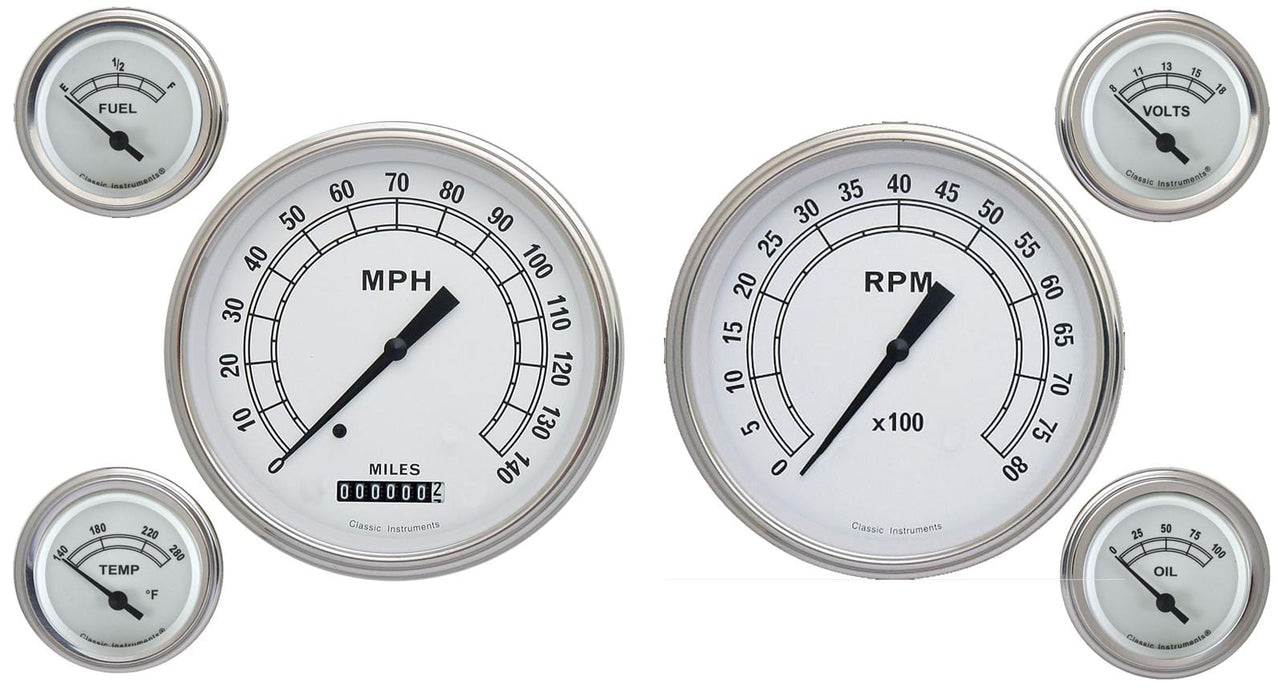 Classic Instruments Classic Instruments Classic White Series Gauge Sets CW51SLC Autofit
