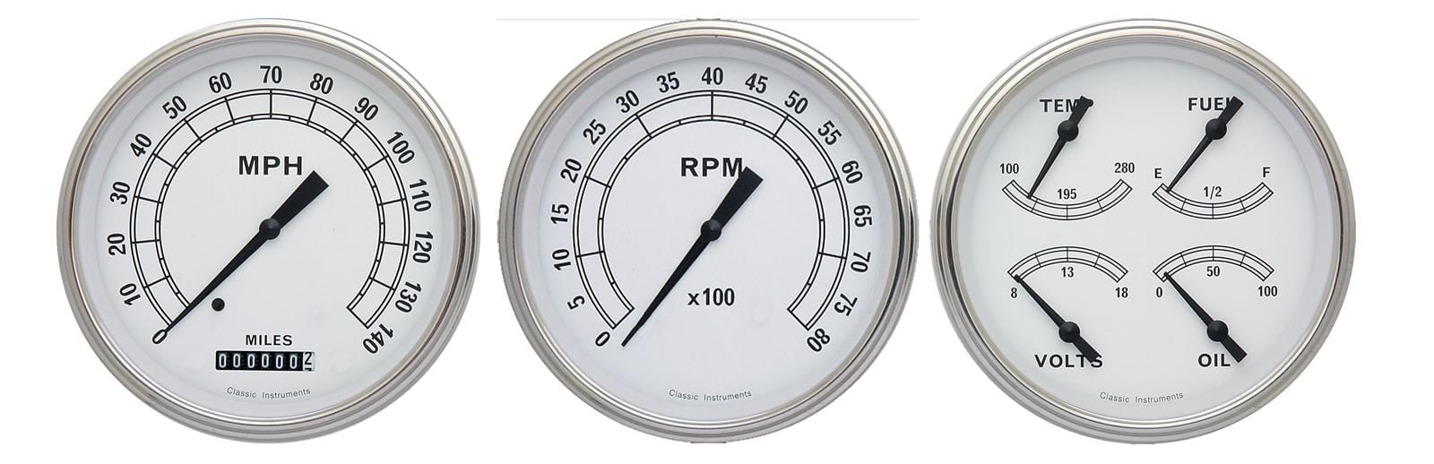 Classic Instruments Classic Instruments Classic White Series Gauge Sets CW53SLF Autofit