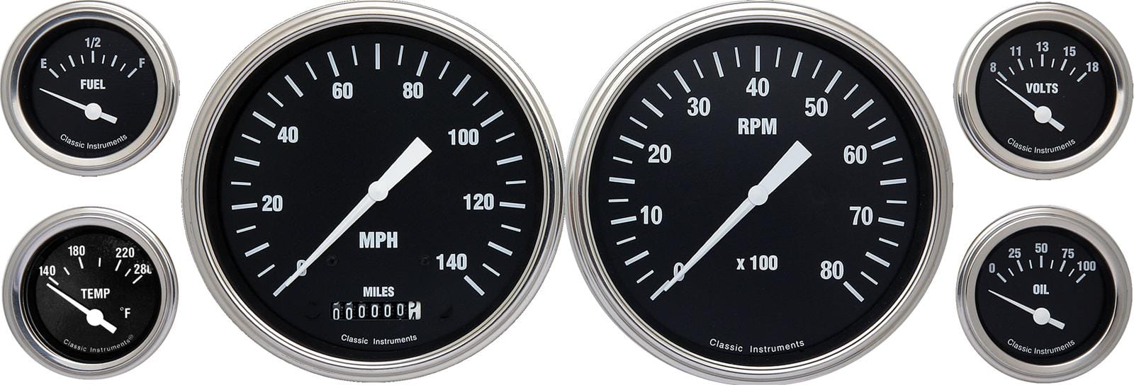 Classic Instruments Classic Instruments Hot Rod Series Gauge Sets HR51SLF Autofit