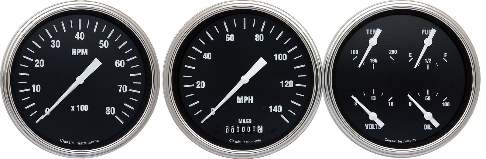 Classic Instruments Classic Instruments Hot Rod Series Gauge Sets HR53SLF Autofit