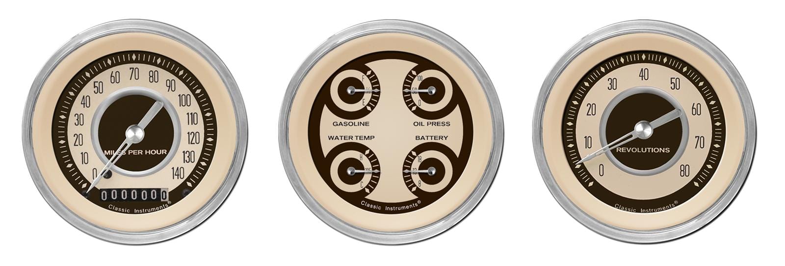 Classic Instruments Classic Instruments Nostalgia VT Series Gauge Sets NT03SHC Autofit