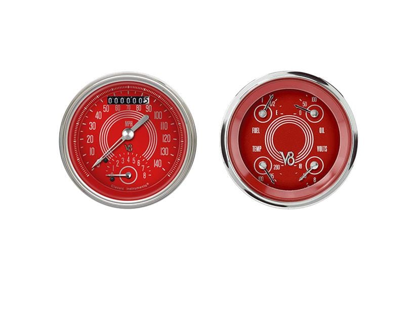 Classic Instruments Classic Instruments V8 Red Steelie Series Gauge Sets V8RS32SHC Autofit
