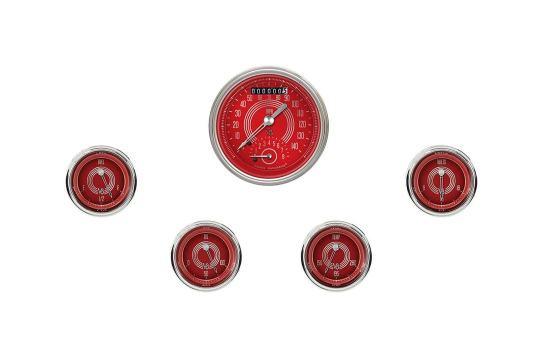 Classic Instruments Classic Instruments V8 Red Steelie Series Gauge Sets V8RS35SHC Autofit