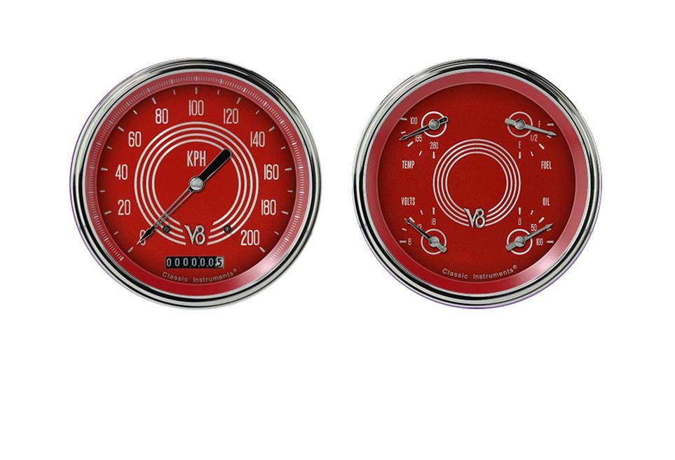 Classic Instruments Classic Instruments V8 Red Steelie Series Gauge Sets V8RS52SLC Autofit