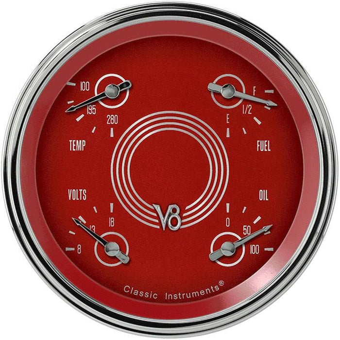 Classic Instruments Classic Instruments V8 Red Steelie Series Gauge Sets V8RS75SLC Autofit