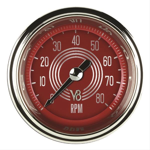 Classic Instruments Classic Instruments V8 Red Steelie Series Tachometers V8RS183SHC Autofit