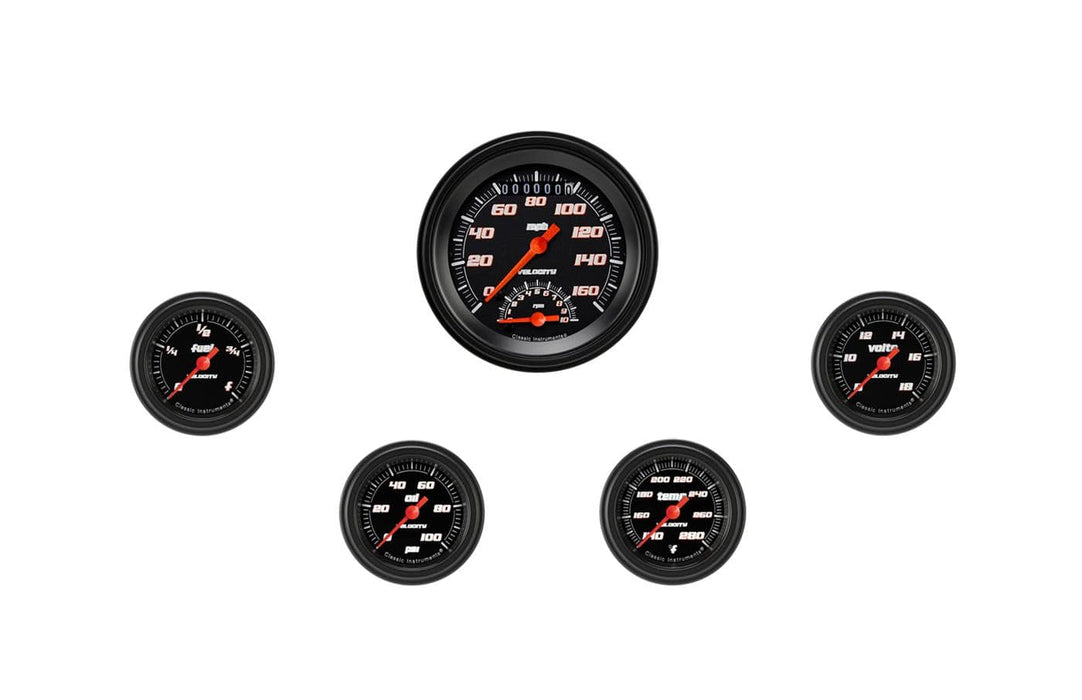 Classic Instruments Classic Instruments Velocity Black Series Gauge Sets VS135BBLF Autofit