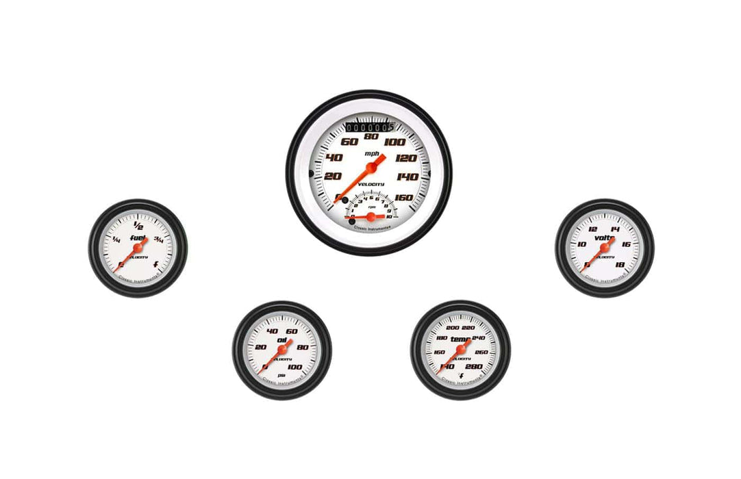 Classic Instruments Classic Instruments Velocity White Series Gauge Sets VS135WBLF Autofit