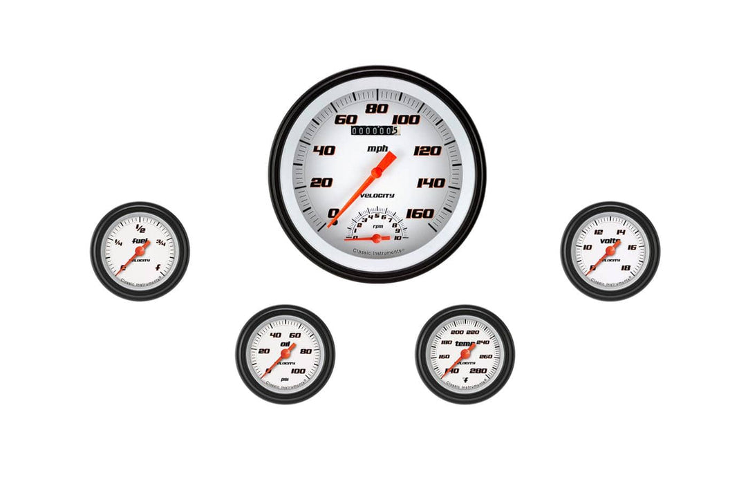 Classic Instruments Classic Instruments Velocity White Series Gauge Sets VS165WBLF Autofit