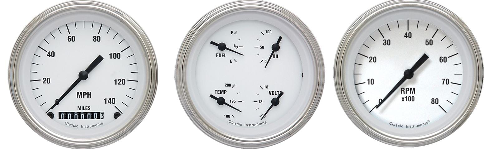 Classic Instruments Classic Instruments White Hot Series Gauge Sets WH03SLC Autofit