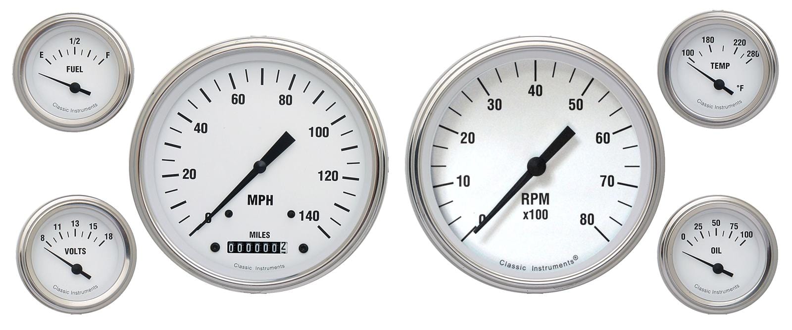 Classic Instruments Classic Instruments White Hot Series Gauge Sets WH51SLF Autofit