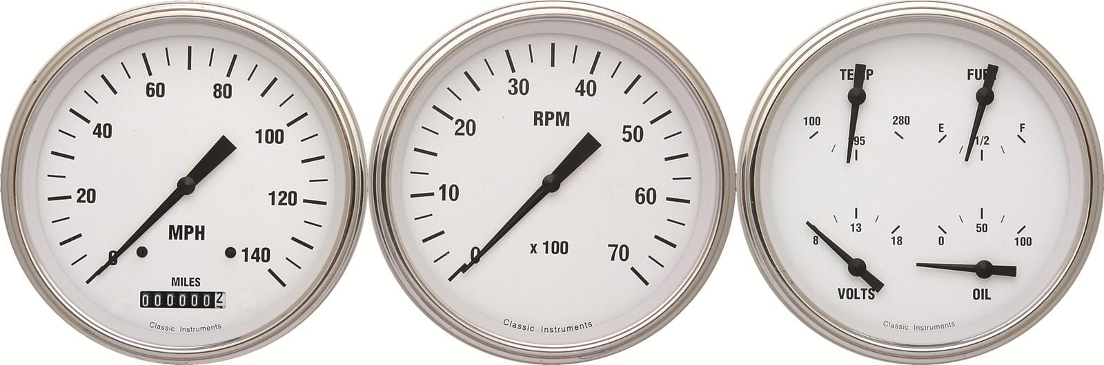 Classic Instruments Classic Instruments White Hot Series Gauge Sets WH53SLC Autofit