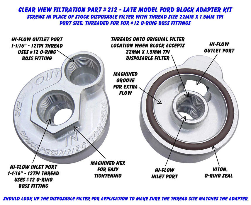 Clear View Filtration Clear View Filtration Oil Filter Block Adapters 212 Autofit