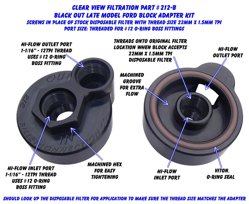 Clear View Filtration Clear View Filtration Oil Filter Block Adapters 212-B Autofit