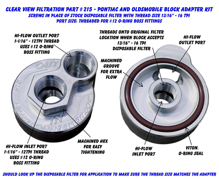 Clear View Filtration Clear View Filtration Oil Filter Block Adapters 215 Autofit