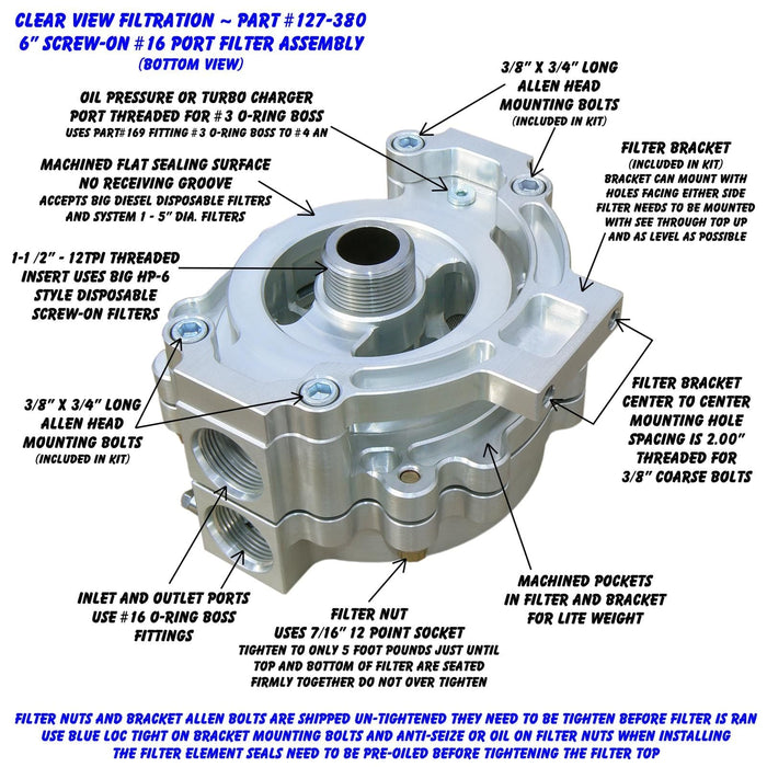 Clear View Filtration Clear View Filtration Screw-On See Through Oil Filters 127-380 Autofit
