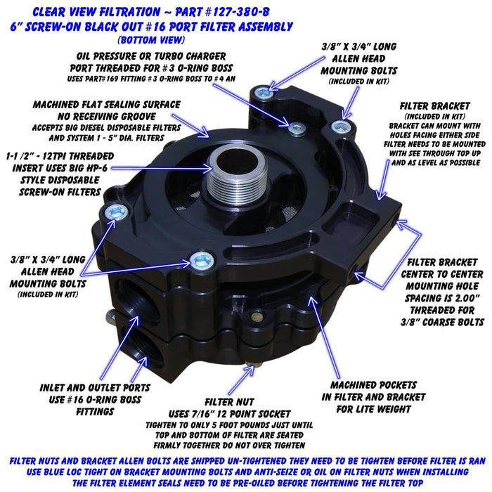 Clear View Filtration Clear View Filtration Screw-On See Through Oil Filters 127-380-B Autofit