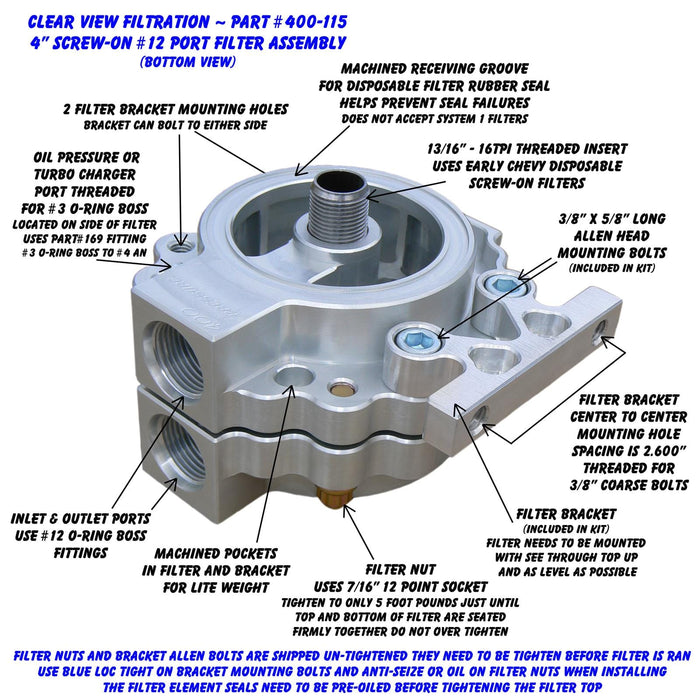 Clear View Filtration Clear View Filtration Screw-On See Through Oil Filters 400-115 Autofit