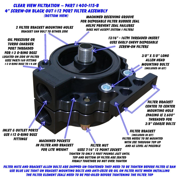 Clear View Filtration Clear View Filtration Screw-On See Through Oil Filters 400-115-B Autofit
