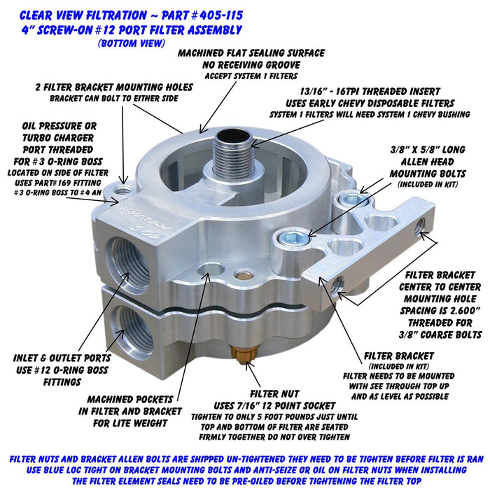 Clear View Filtration Clear View Filtration Screw-On See Through Oil Filters 405-115 Autofit
