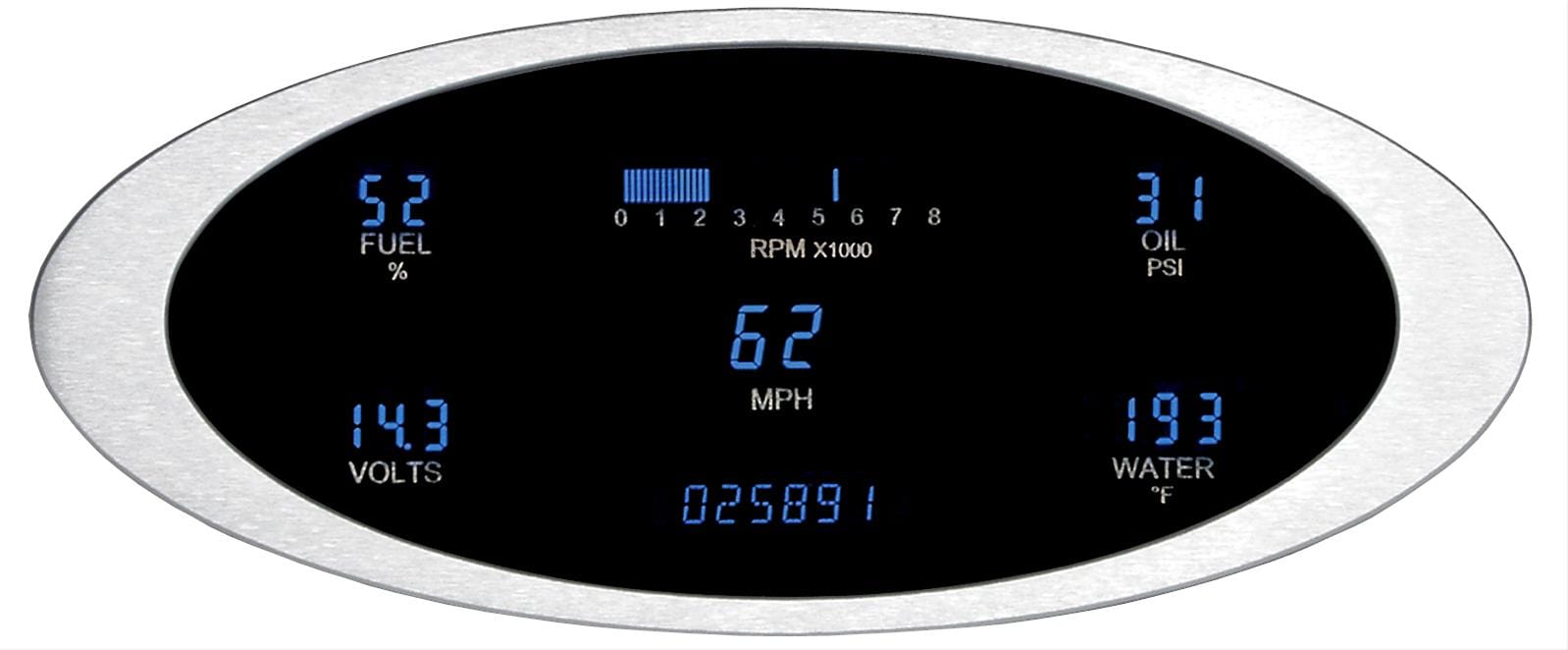 Dakota Digital Dakota Digital Elliptical Designer Series Digital Gauge Kits VFD3-1011-B Autofit