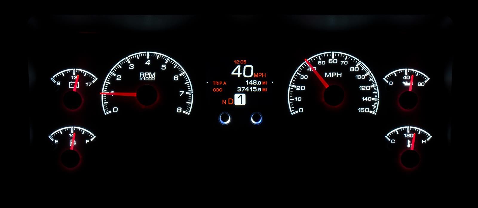 Dakota Digital Dakota Digital HDX Direct-Fit Analog Gauge Systems MDX-96J-TJ-K Autofit
