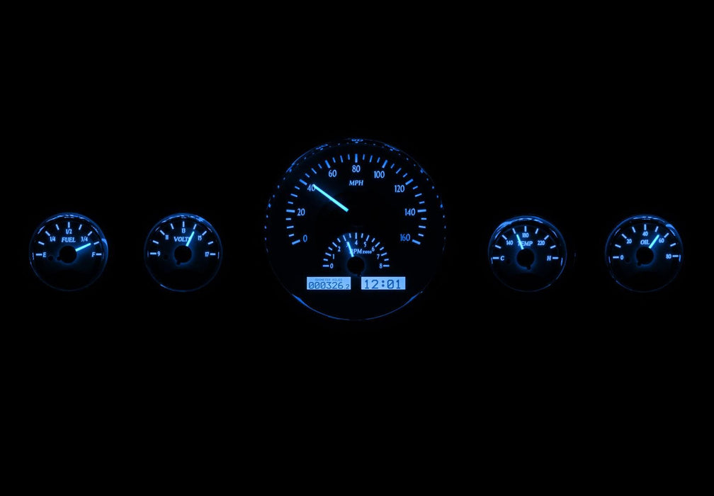 Dakota Digital Dakota Digital VHX Series Universal Round Analog Gauge Kits VHX-1015-S-B Autofit