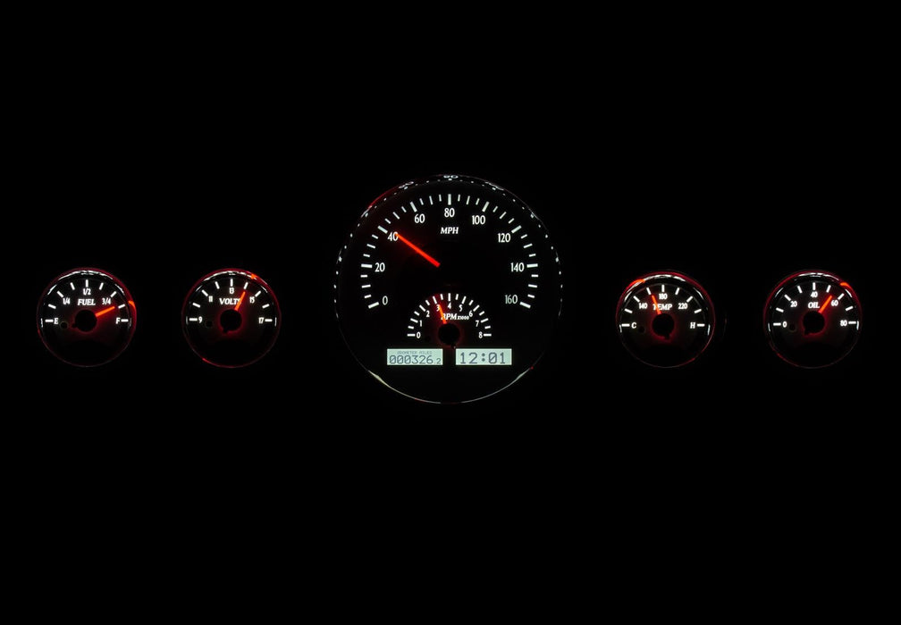 Dakota Digital Dakota Digital VHX Series Universal Round Analog Gauge Kits VHX-1015-S-W Autofit