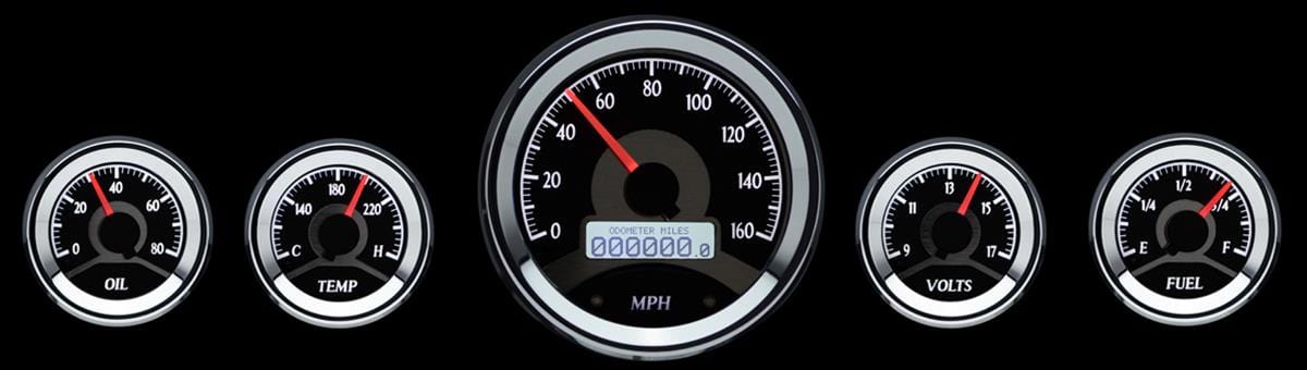 Dakota Digital Dakota Digital VHX Series Universal Round Analog Gauge Kits VHX-1050-K-W Autofit