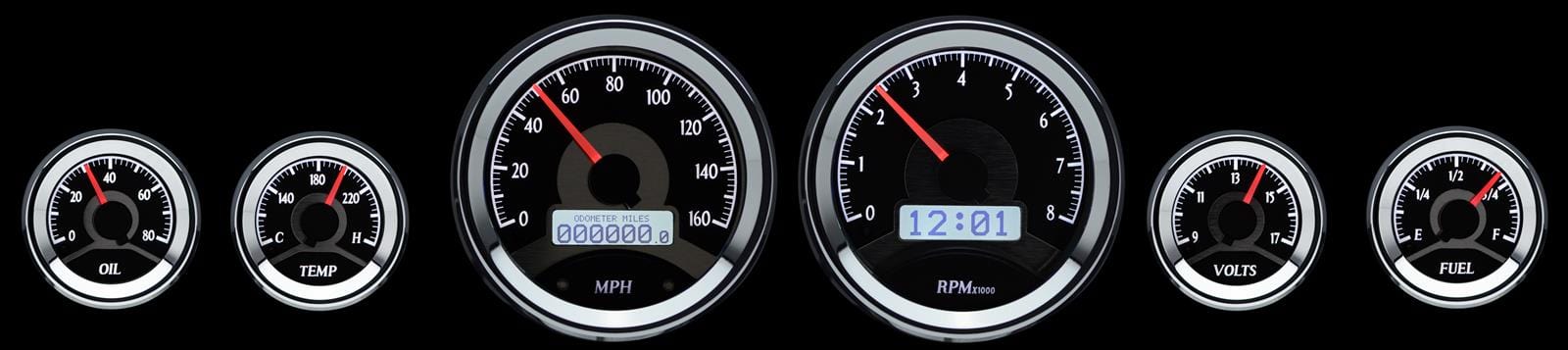 Dakota Digital Dakota Digital VHX Series Universal Round Analog Gauge Kits VHX-1060-K-W Autofit