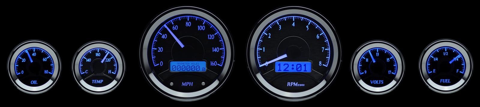 Dakota Digital Dakota Digital VHX Series Universal Round Analog Gauge Kits VHX-1060-S-B Autofit