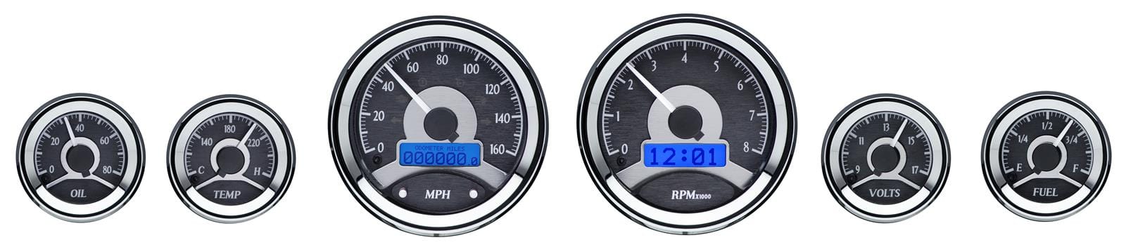 Dakota Digital Dakota Digital VHX Series Universal Round Analog Gauge Kits VHX-1060-S-B Autofit